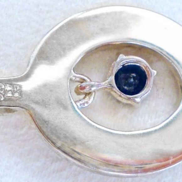 STERLING SILVER BLUE SAPPHIRE PENDANT NECKLACE NWT - Picture 3 of 5